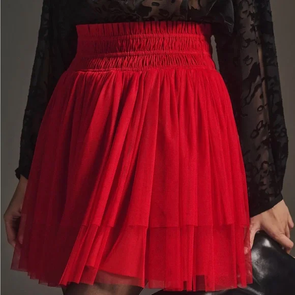 Anthropologie Skirt NWT Red Tulle Flirty & Fun Perfect Size L SOLD OUT & GORG! - Picture 6 of 6